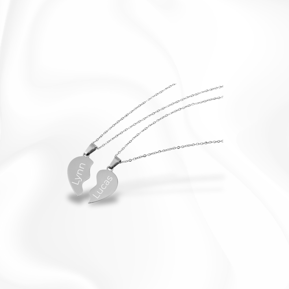 Paris Heart Necklace (Couple Set) | Mit Gravur